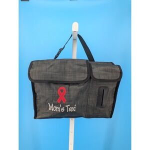 Thirty-One Hanging Car Organizer Charcoal Gray Mom's Taxi Red Ribbon Travel Bag